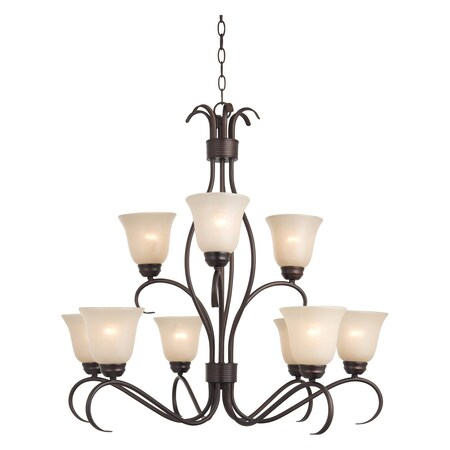 Maxim Nine Light Oil Rubbed Bronze Wilshire Glass Up Chandelier 10128WSOI